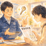 賃貸 鍵 紛失 の正しい対処法を解説するイラスト